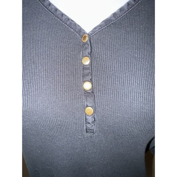 Lauren Ralph Lauren Womens Top Black V-Neck Buttons Short Sleeve Size XL - Picture 2 of 7